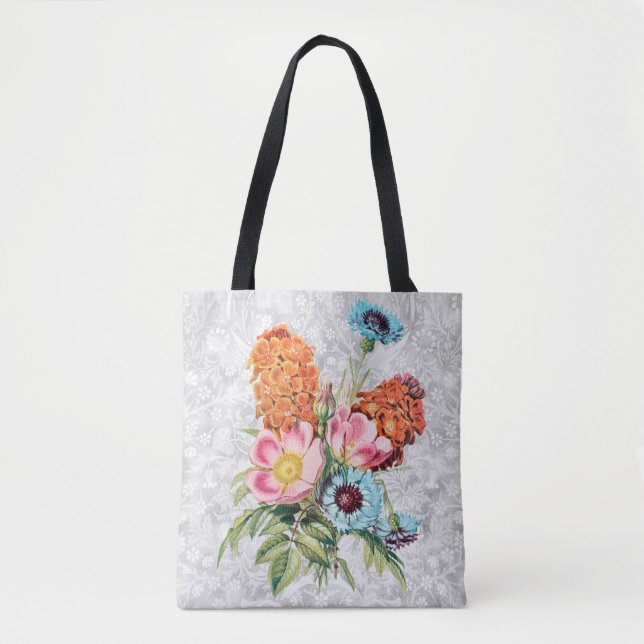 Vintage Floral Bouquet of Flowers Tote Bag (Front)