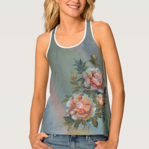 Vintage Floral Bouquet Of Peonies  Tank Top