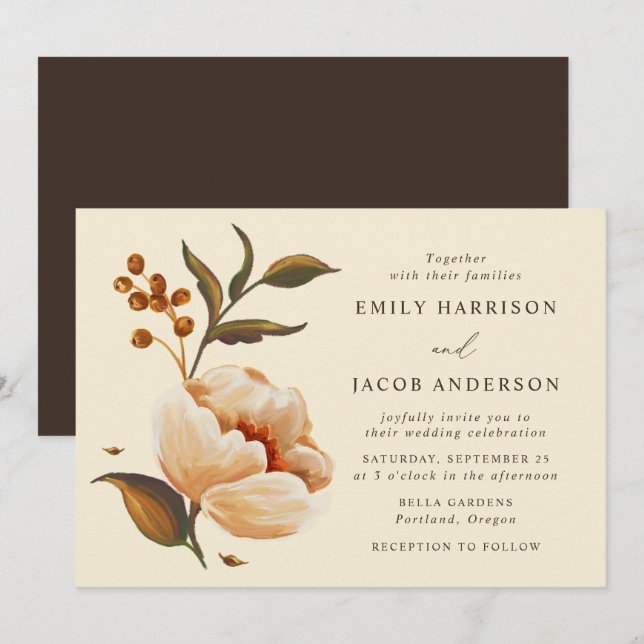 Vintage Floral Bouquet Wedding Invitation (Front/Back)