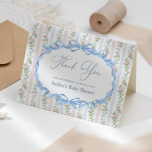 Vintage Floral Bow Baby Shower Thank You