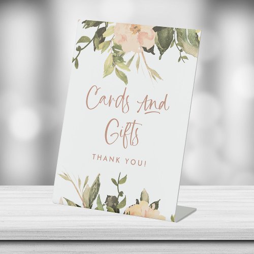 Vintage Floral  Bridal Shower Cards and Gifts Pedestal Sign