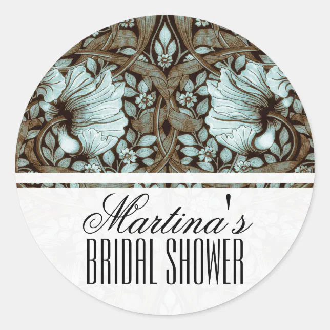 Vintage Floral Bridal Shower Classic Round Sticker | Zazzle
