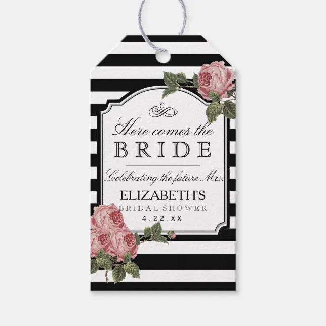 Vintage Floral Bridal Shower Guest Favor Gift Tags | Zazzle