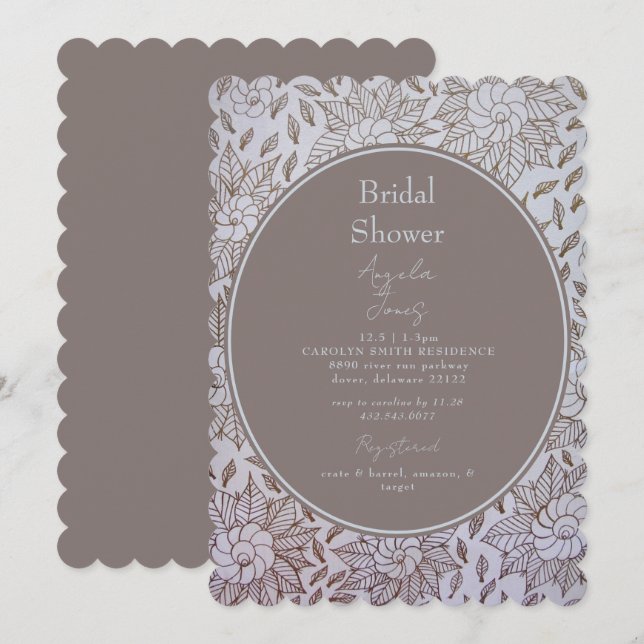 Vintage Floral Bridal Shower Invitation (Front/Back)