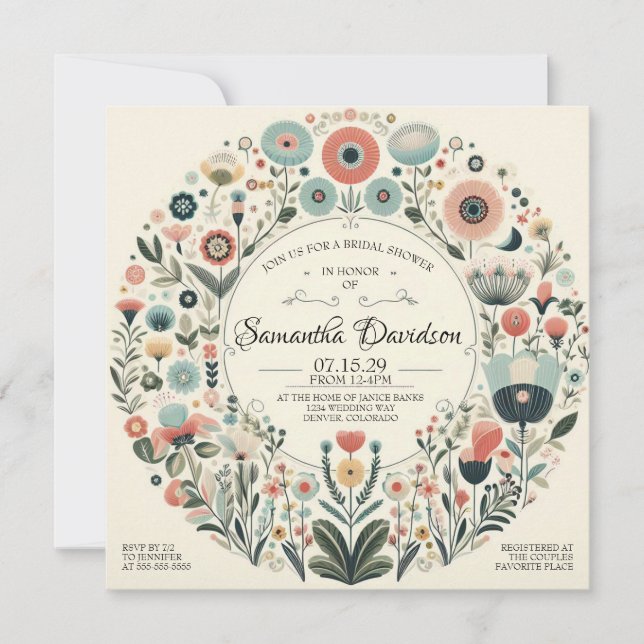 Vintage Floral Bridal Shower Invitation (Front)
