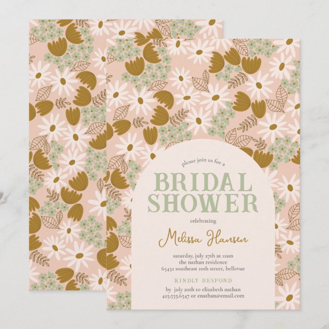 Vintage Floral Bridal Shower Invitation (Front/Back)