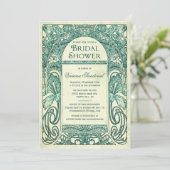 Vintage Floral Bridal Shower Invitations Turquoise (Standing Front)