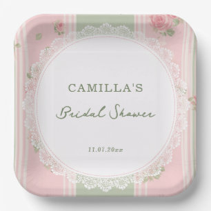 Vintage Floral Bridal Shower Paper Plates