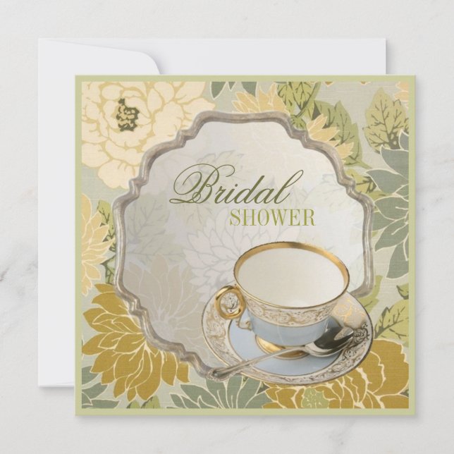 vintage floral Bridal Shower Tea Party Invitation (Front)