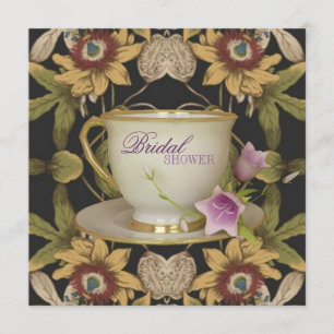 vintage floral Bridal Shower Tea Party Invitation