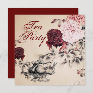 Vintage Floral Bridal Shower Tea Party Invitation