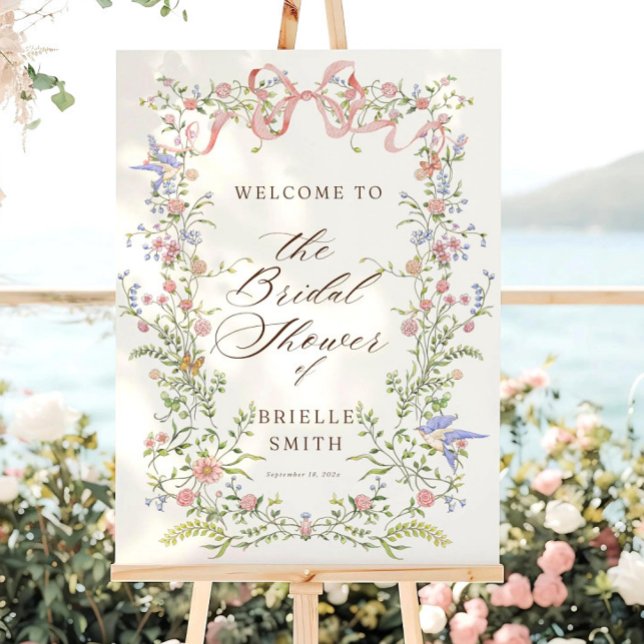 Vintage Floral Bridal Shower Welcome Sign: Editabl Foam Board (Creator Uploaded)