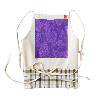 Vintage Floral Brocade Amethyst Purple Zazzle HEART Apron