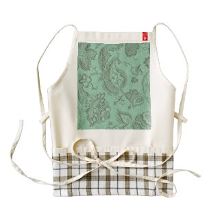 Vintage Floral Brocade Mint Zazzle HEART Apron