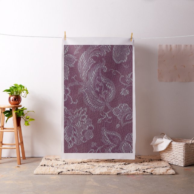 Vintage Floral Brocade Plum Rouge Fabric (In Situ)