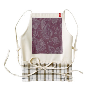 Vintage Floral Brocade Plum Rouge Zazzle HEART Apron