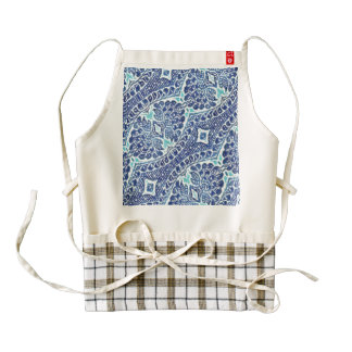 Vintage Floral Brocade Teal Blue Zazzle HEART Apron
