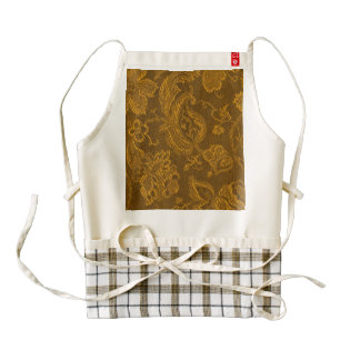 Vintage Floral Brocade Yellow Gold Zazzle HEART Apron