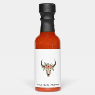 Vintage Floral Bull Skull Boho Western Botanical I Hot Sauces