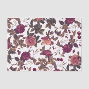 Vintage Floral Burgundy Rose Cherry Tissue Paper