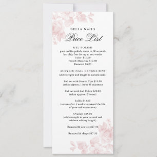 Vintage floral Business Price List Card