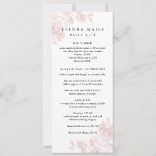 Vintage floral Business Price List Card