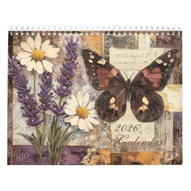 Vintage Floral Butterfly Calendar (Cover)
