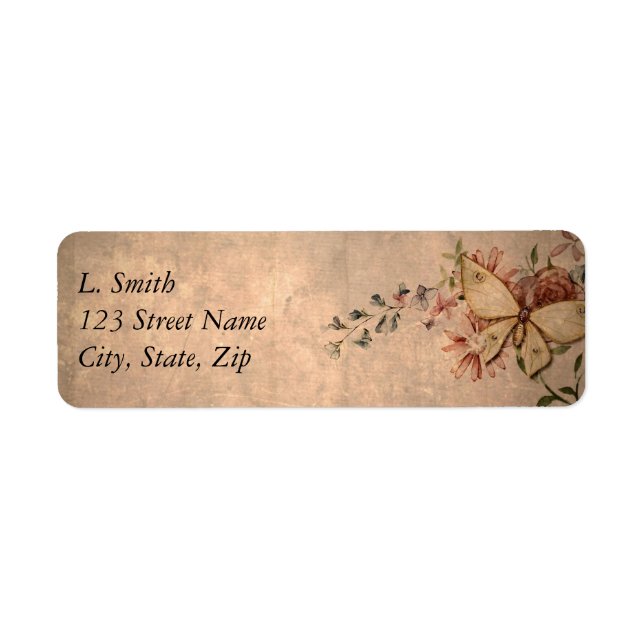 Vintage Floral Butterfly Label (Front)