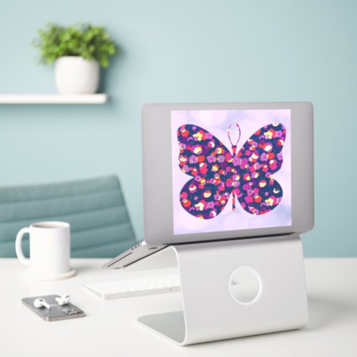 Vintage Floral Butterfly Large Sticker