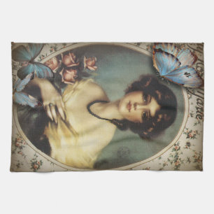 vintage floral butterfly parisian victorian kitchen towel