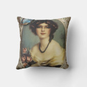 vintage floral butterfly parisian victorian throw pillow (Back)