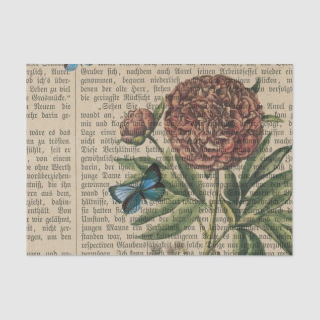 Vintage Floral Butterfly Tissue Paper (Front)