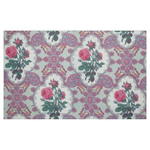 Vintage floral  Cairo Rose geometric pattern Fabric