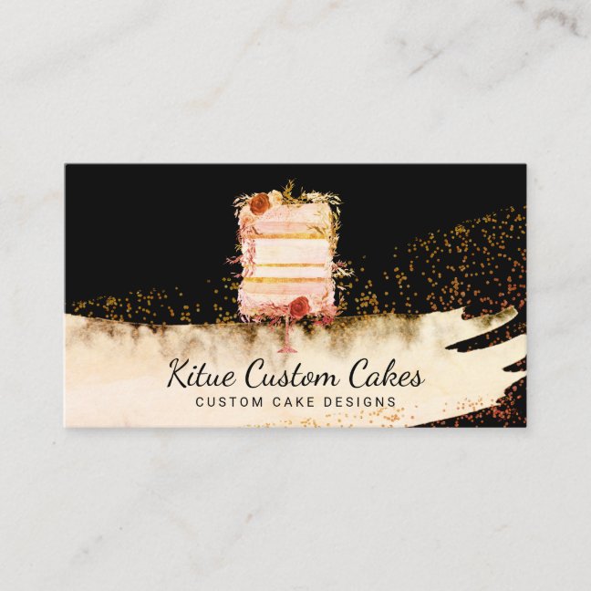 Vintage Floral Cake Logo for Baker Business Card