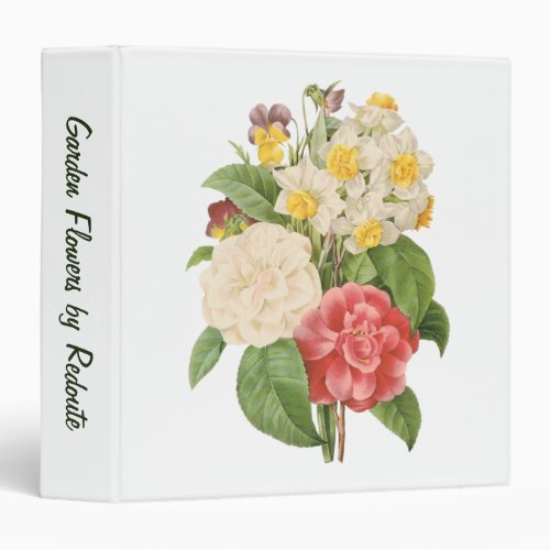 Vintage Floral Camelia Daffodil Flowers by Redoute 3 Ring Binder