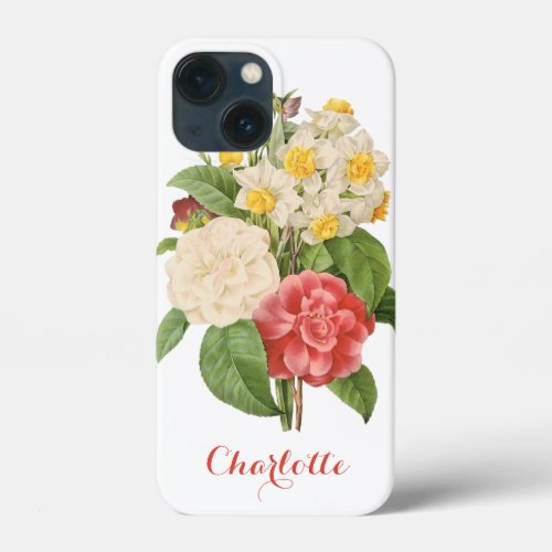 Vintage Floral Camelia Daffodil Flowers by Redoute iPhone 13 Mini Case