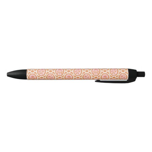 Vintage Floral Cameo Pattern In Pink & Orange Pen