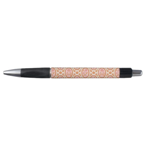 Vintage Floral Cameo Pattern In Pink & Orange Pen