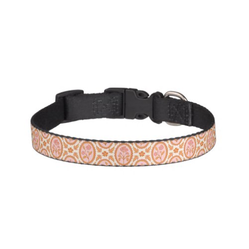 Vintage Floral Cameo Pattern In Pink & Orange Pet Collar
