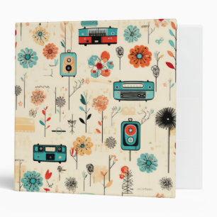 Vintage Floral & Camera Pattern (2) 3 Ring Binder