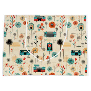 Vintage Floral & Camera Pattern (2) Large Gift Bag