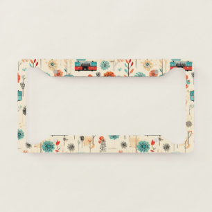 Vintage Floral & Camera Pattern (2) License Plate Frame