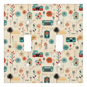 Vintage Floral & Camera Pattern (2) Light Switch Cover