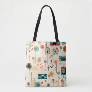 Vintage Floral & Camera Pattern (2) Tote Bag