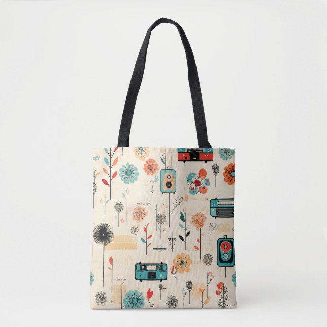 Vintage Floral & Camera Pattern (2) Tote Bag (Front)