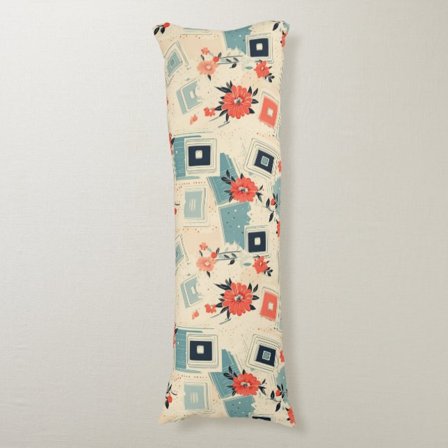 Vintage Floral & Camera Pattern (3) Body Pillow (Front Vertical)