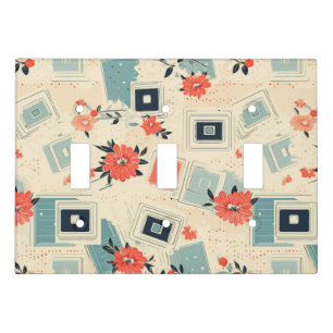Vintage Floral & Camera Pattern (3) Light Switch Cover