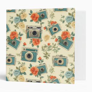 Vintage Floral & Camera Pattern 3 Ring Binder