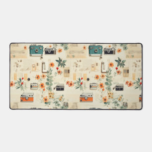 Vintage Floral & Camera Pattern (6) Desk Mat
