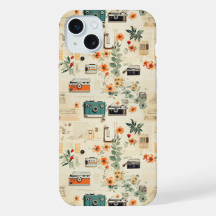 Vintage Floral & Camera Pattern (6) iPhone 15 Plus Case